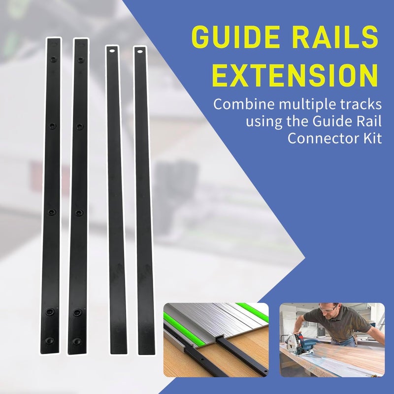 deawater P-20177 Guide Rail Connector Set, 4 PCS, Compatible with Makita, Festool, DeWalt, WEN, for Long Cuts in Integrated Guide Rail T-Slots - Image 3